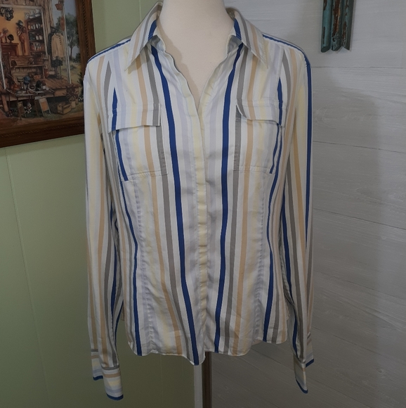 Elie tahari LS button down shirt sz large *A1 - Picture 7 of 7